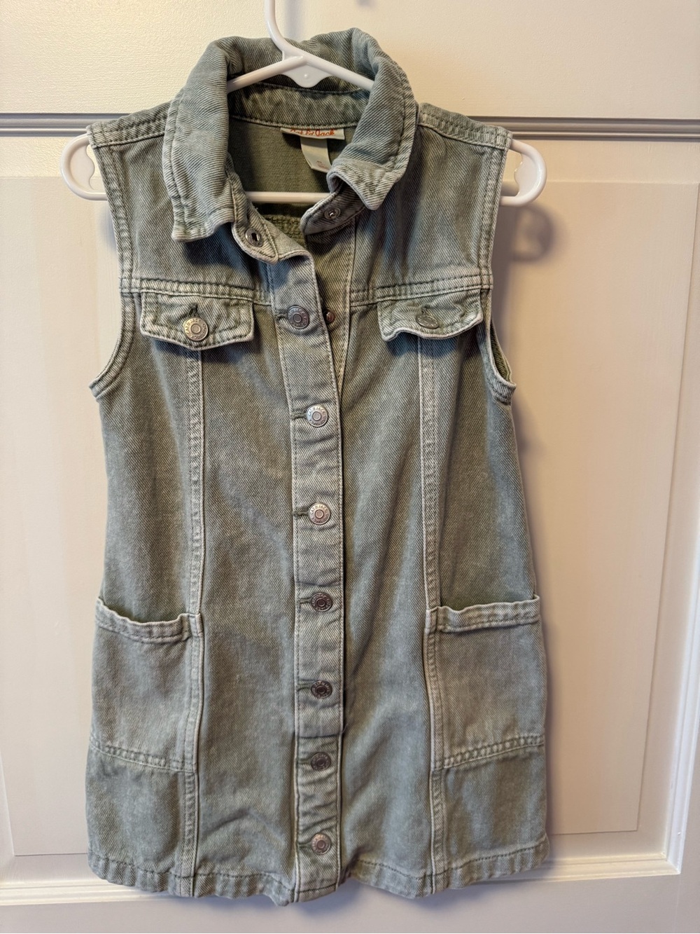 Cat & Jack Sleeveless Washed Sage Green Denim Dress